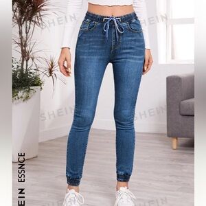 Shein Stretchy Jeans Jeggings Drawstring Waist Elastic Ankle